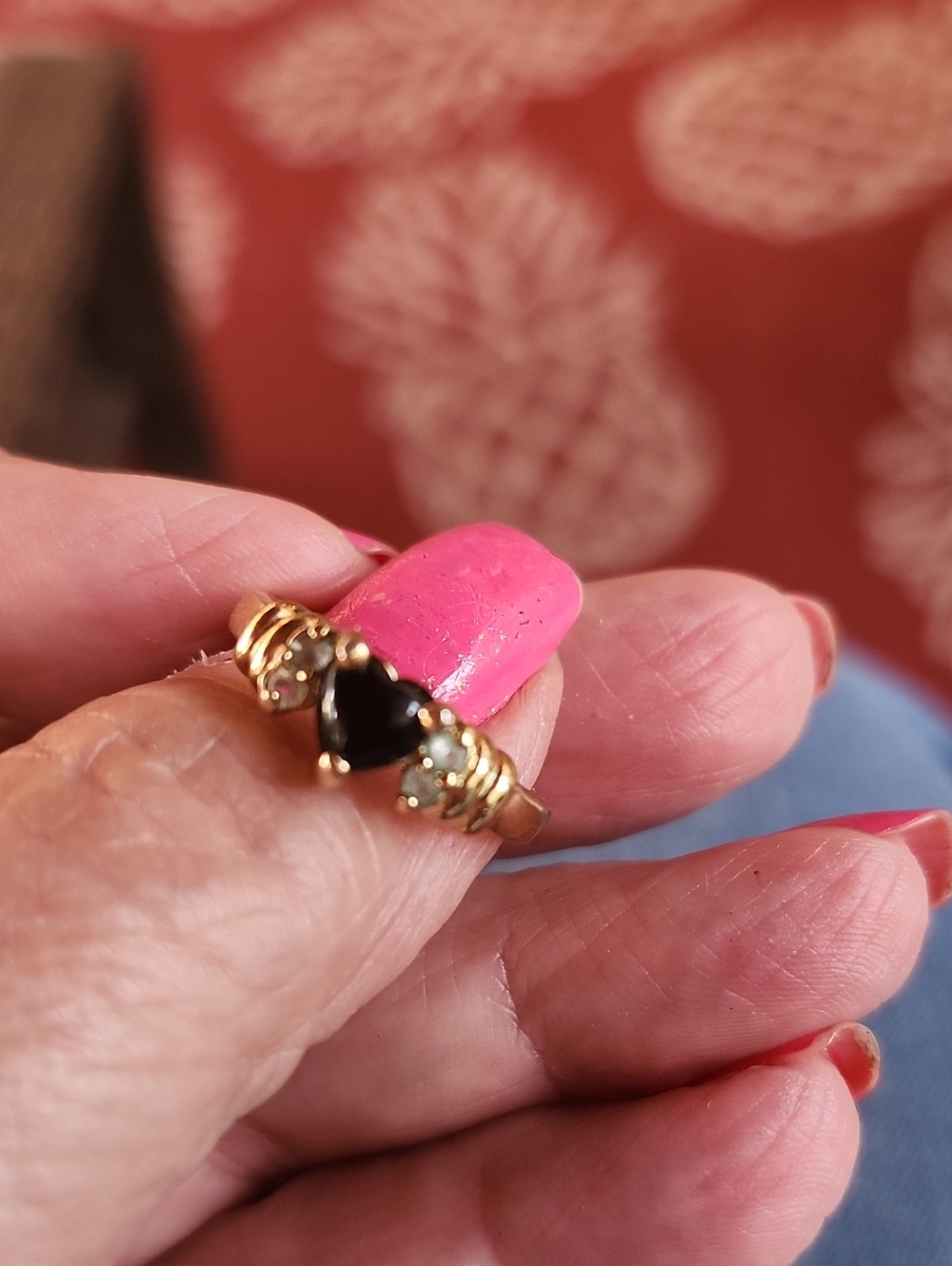 Gold Heart Stone Ring